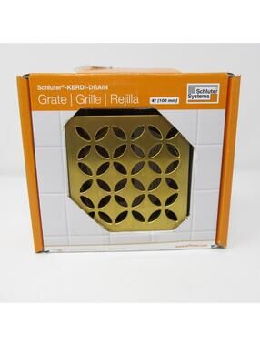 Schluter-KERDI-DRAIN 4" Brushed Vintage Gold Floral Grate